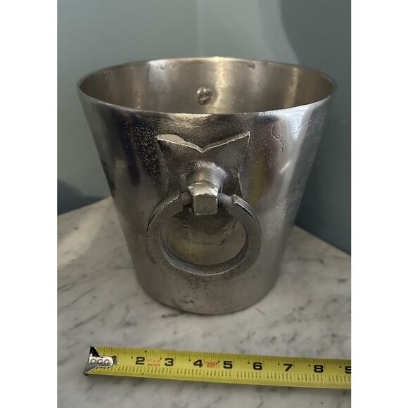 New Champagne Bucket Handcrafted Cast Aluminum Il Mulino Handles Silver Ice - Picture 14 of 16